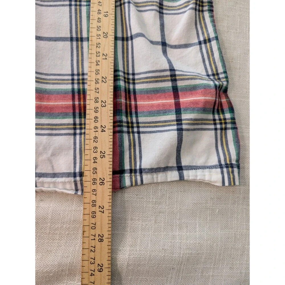 Wondershop Pajama Set Womens XL White & Red Plaid Long Sleeve 100% Cotton